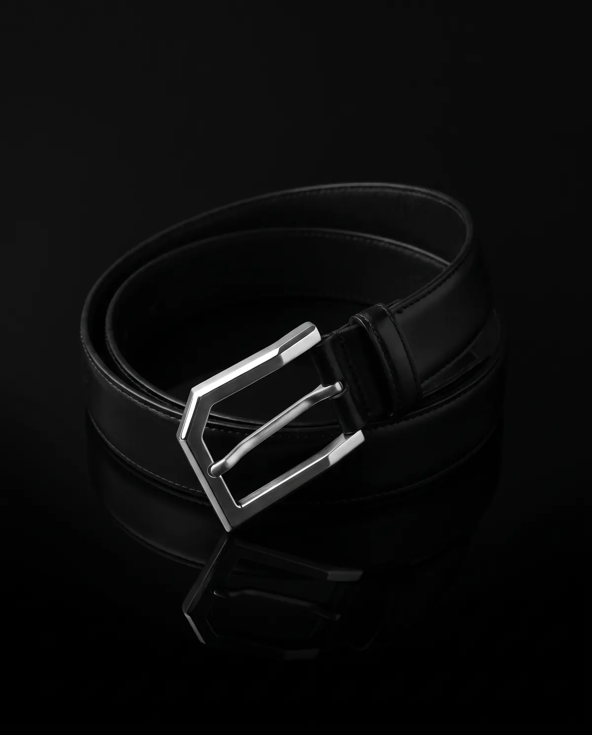 Dress Belt in Black, front view