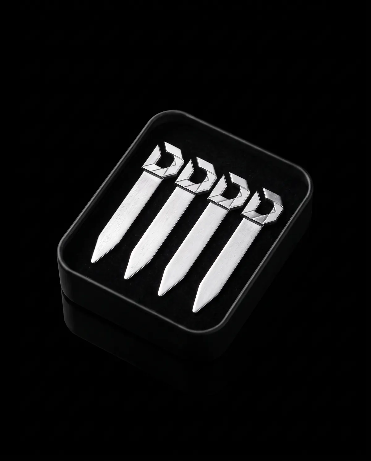 Collar Stays, Set of Four in Steel, front view