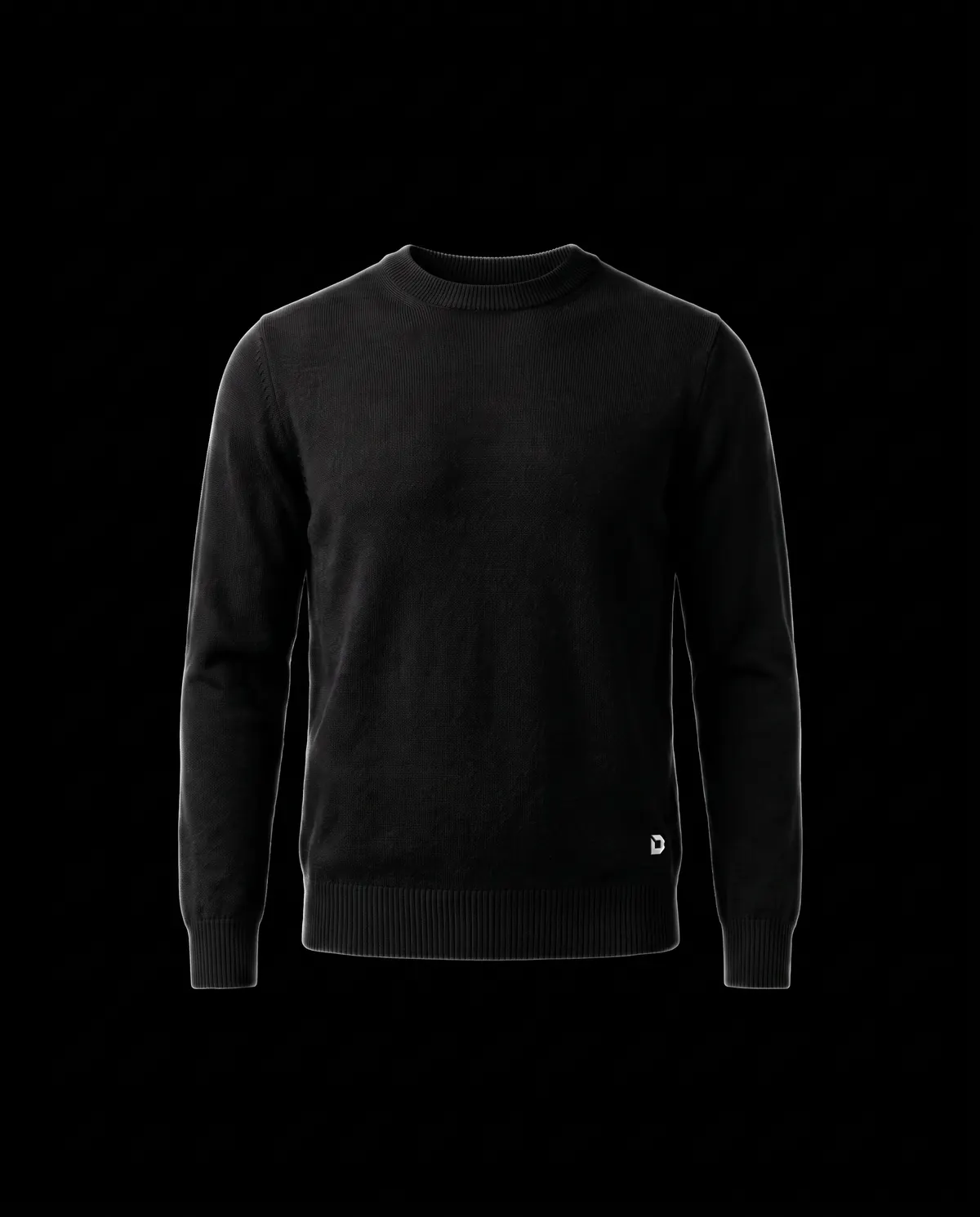 Merino Crewneck in Black, front view