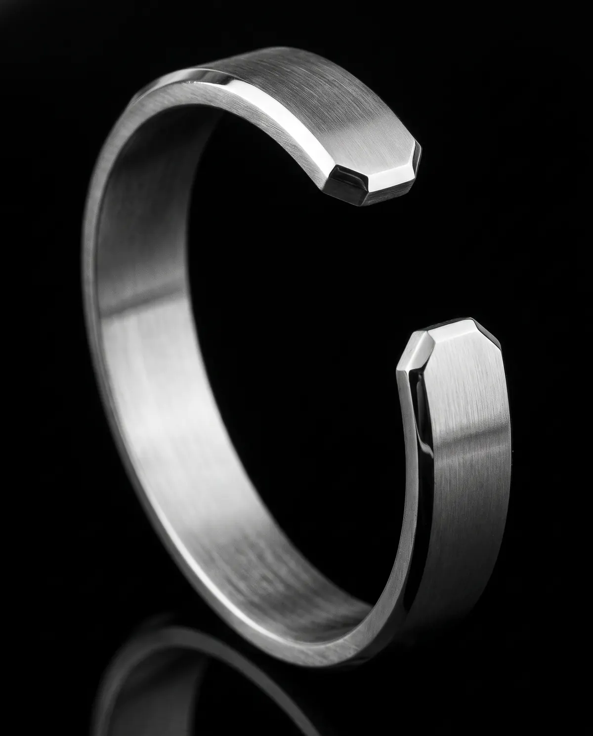 Faceted Cuff in Steel, front view