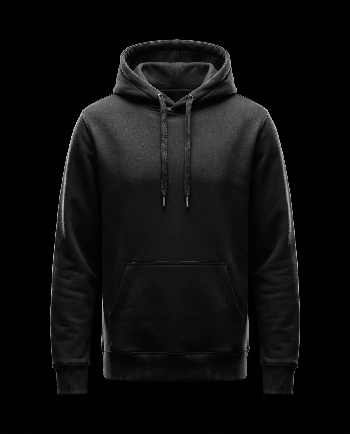 Heavyweight Hoodie in Black, front view