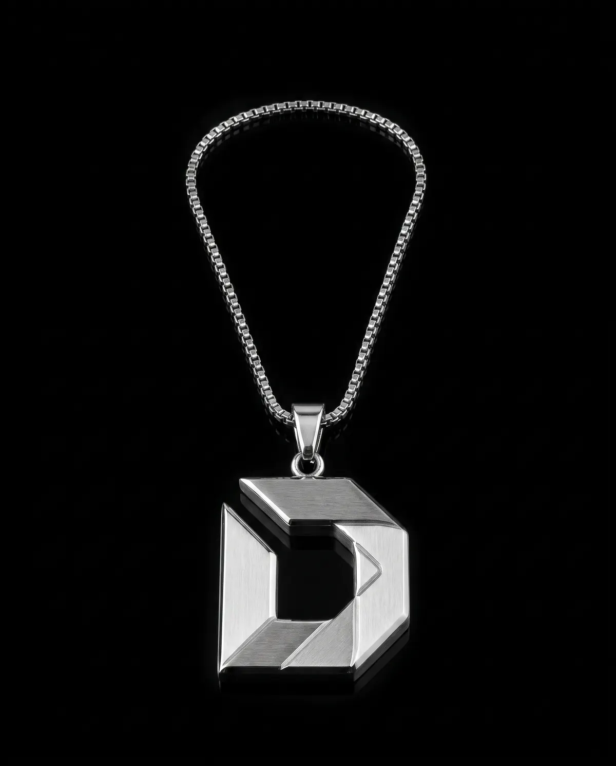 D Pendant in Steel, front view