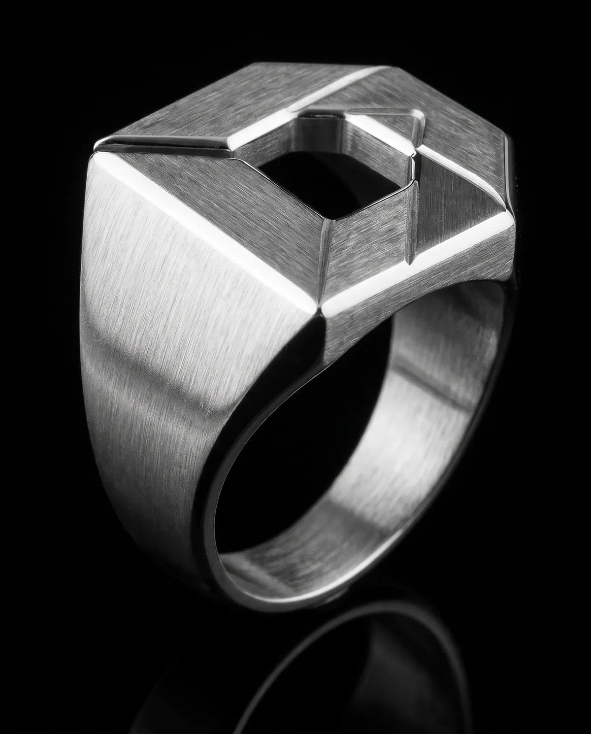 Signet Ring in Steel, front view