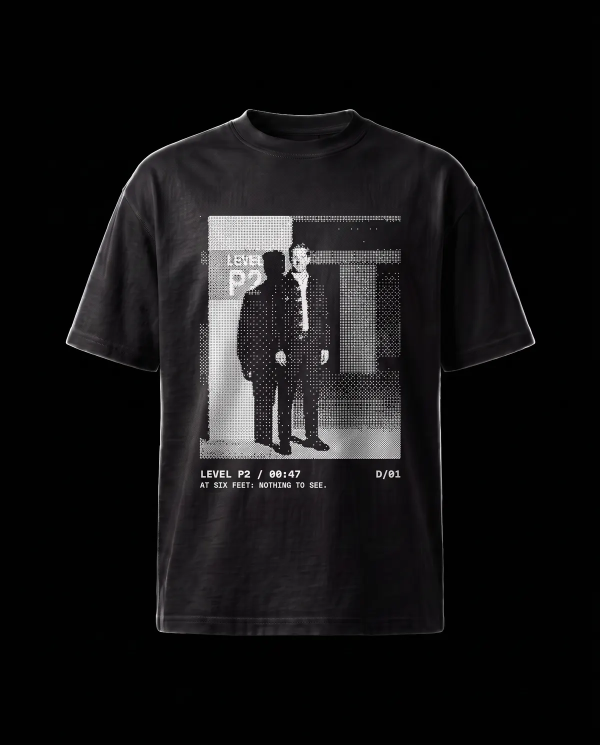 Level P2 Tee in Black, front view