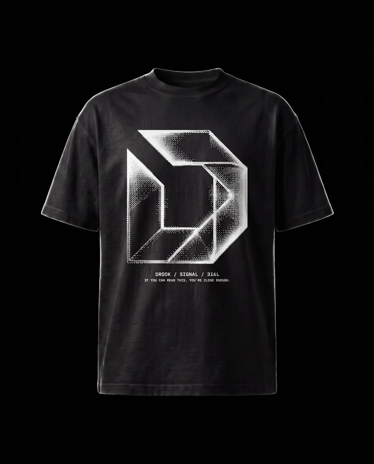 Signal Tee in Black, front view